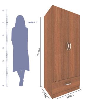 Wardrobe 2 Door Wardrobe (In Teak Finish)