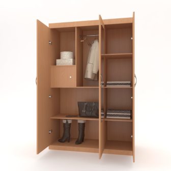 Wardrobe : 3 Door Wardrobe (In Bavarian Finish)