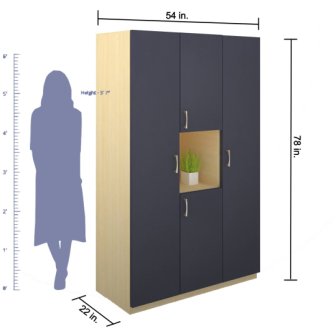 Wardrobe : 3 Door Wardrobe (In Elegant Grey)