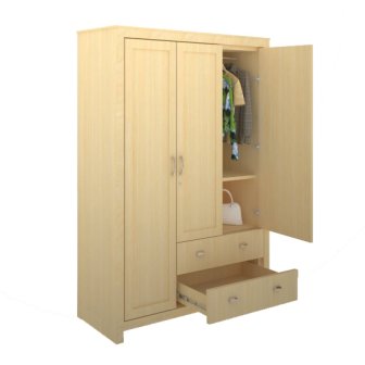 Wardrobe : 3 Door Wardrobe (In Fusion Maple)