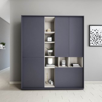 Wardrobe : 3 Door Wardrobe (In Solid Grey)