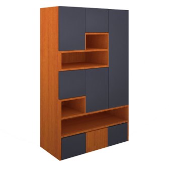 Wardrobe 3 Door Wardrobe (In Grey & Cherry Finish)