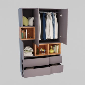 Wardrobe : 3 Door Wardrobe (In Mist Finish)