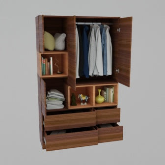Wardrobe 3 Door Wardrobe (In Planked Walnut Finish)