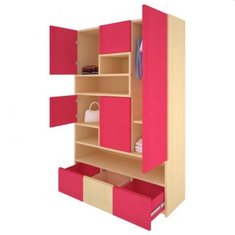 Wardrobe : 3 Door Wardrobe (In Rose & Maple Fusion)