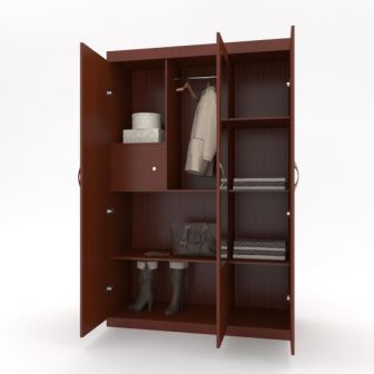 Wardrobe 3 Door Wardrobe ( In Sapeli Finish)