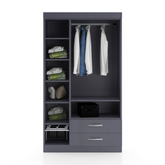 Wardrobe : 3 Door Wardrobe (In Solid Grey)