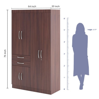 Wardrobe 4 Door Wardrobe (In Classic Walnut)