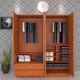 Wardrobe 4 Door Wardrobe (In Oxford Cherry)