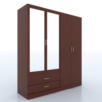 Wardrobe 4 Door Wardrobe (In Sapeli Finish)