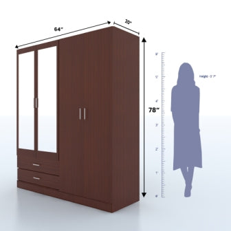 Wardrobe 4 Door Wardrobe (In Sapeli Finish)