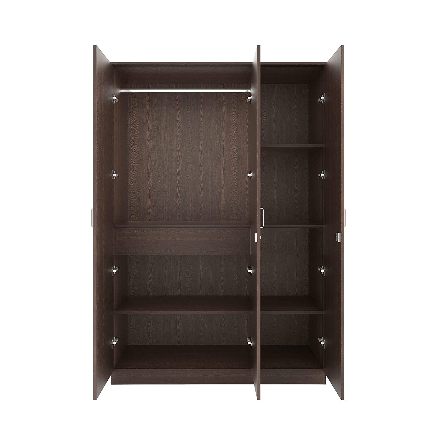 Wardrobe: Adrie Wood 3 Door Wardrobe With Full Length Mirror & Drawer (Wenge)