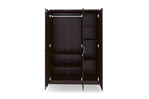 Wardrobe Engineered Wood 3 Door Wardrobe With Drawer (Wenge)