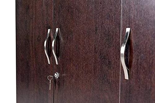 Wardrobe Engineered Wood 3 Door Wardrobe With Drawer (Wenge)