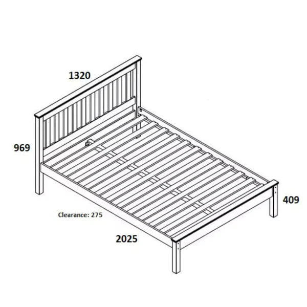 Double Bed: Antique Pine Wooden Bed