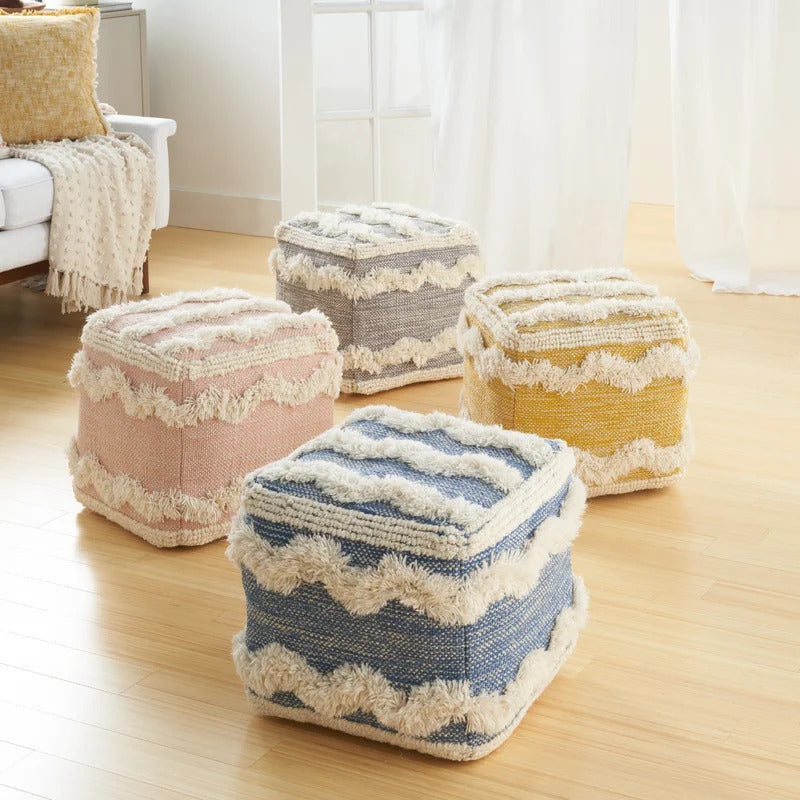 Foot Stool : Square Chevron Pouf Ottoman