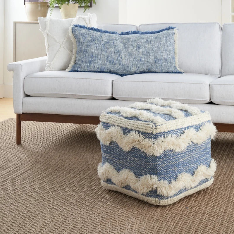 Foot Stool : Square Chevron Pouf Ottoman