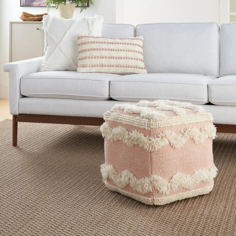 Foot Stool : Square Chevron Pouf Ottoman