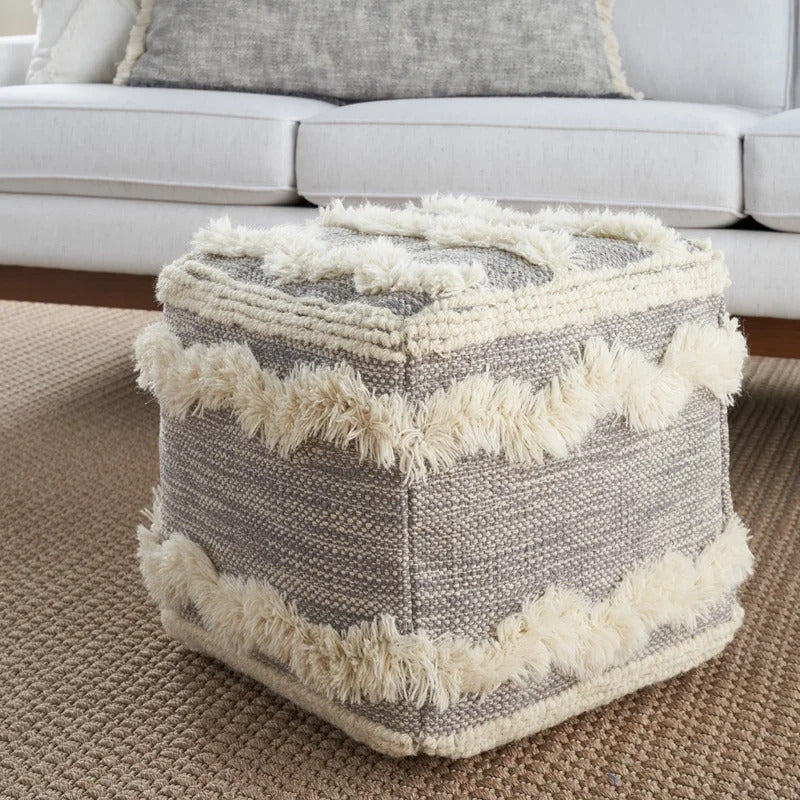 Foot Stool : Square Chevron Pouf Ottoman