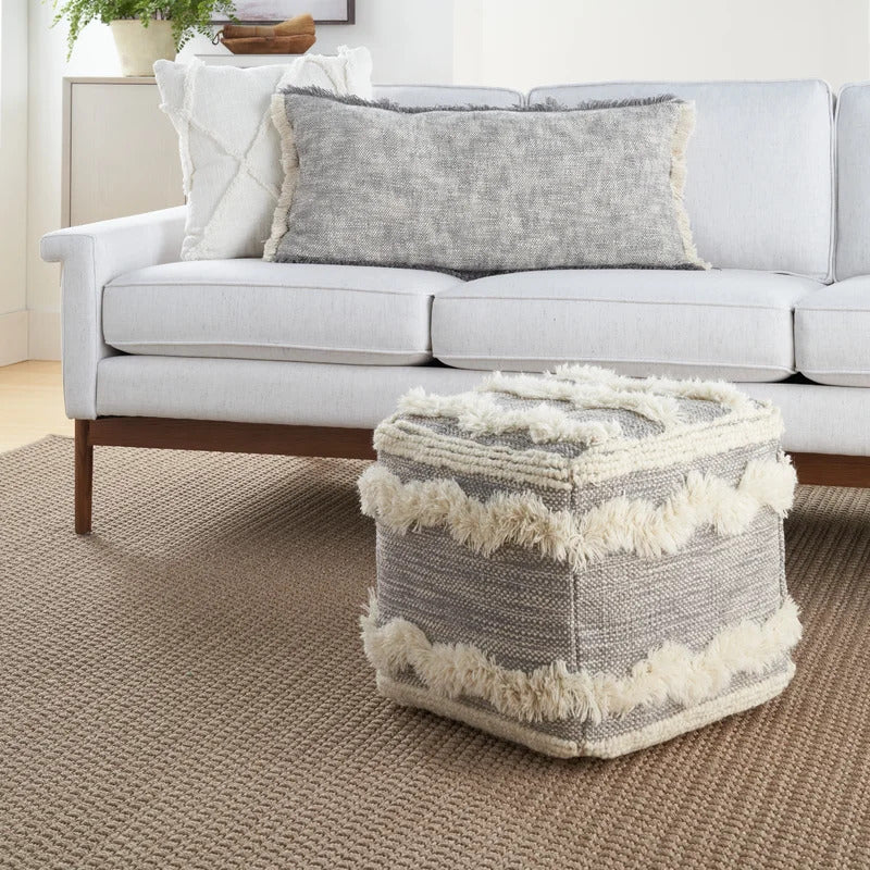 Foot Stool : Square Chevron Pouf Ottoman