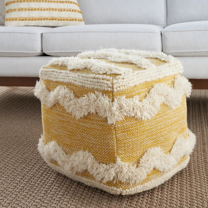 Foot Stool : Square Chevron Pouf Ottoman
