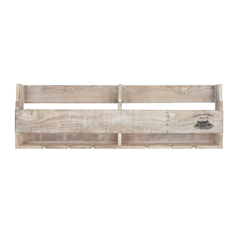 Wine Racks : 10 Bottle Solid Wood Wall Mounted Wine Bottle & Glass Rack in Brown