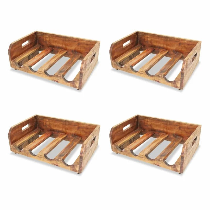 Wine Racks : 16 Bottle Solid Wood Floor Wine Bottle Rack in Brown (Set of 4)
