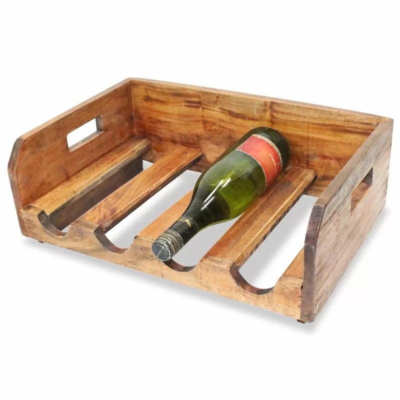 Wine Racks : 16 Bottle Solid Wood Floor Wine Bottle Rack in Brown (Set of 4)