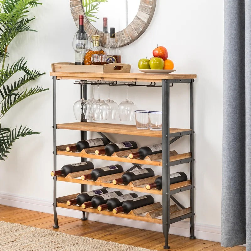 Wine Racks 21 Bottle Floor Wine Bottle & Glass Rack