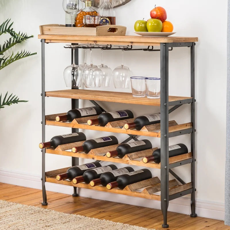 Wine Racks 21 Bottle Floor Wine Bottle & Glass Rack