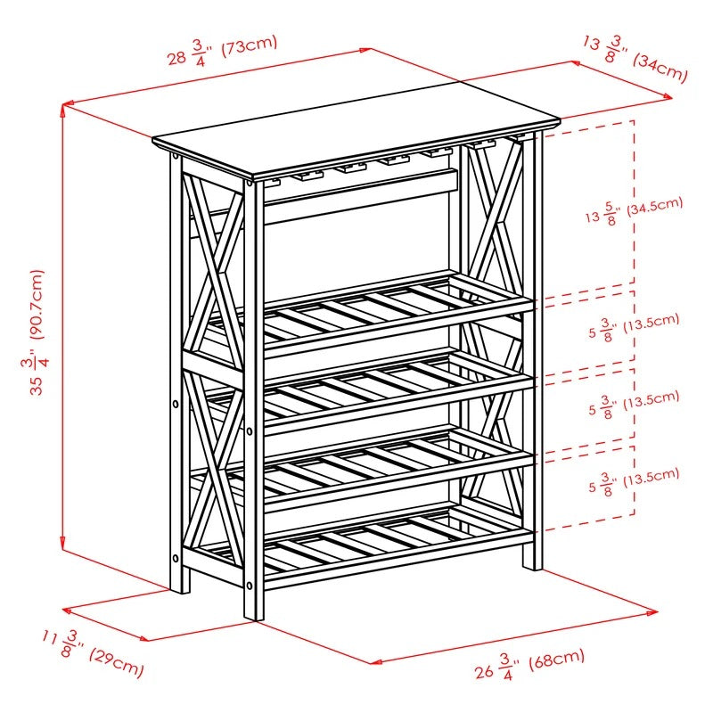 Wine Racks : 24 Bottle Floor Wine Bottle & Glass Rack in Espresso