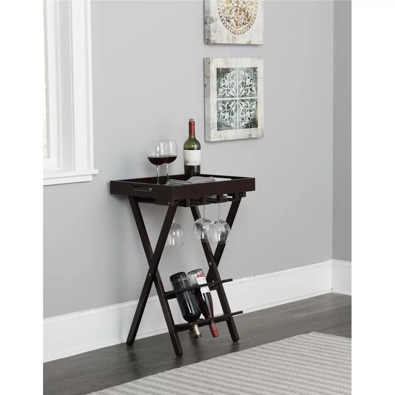 Wine Racks : Floor Wine Bottle & Glass Rack in Dark Cherry