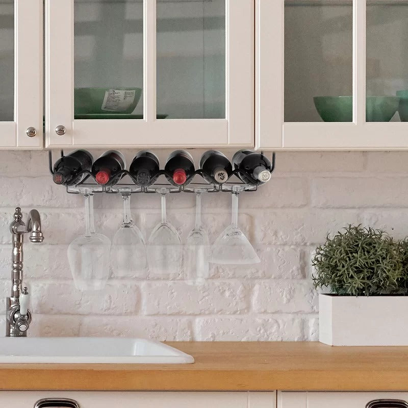 Wine Racks : Sk 6 Bottle Hanging Wine Bottle & Glass Rack