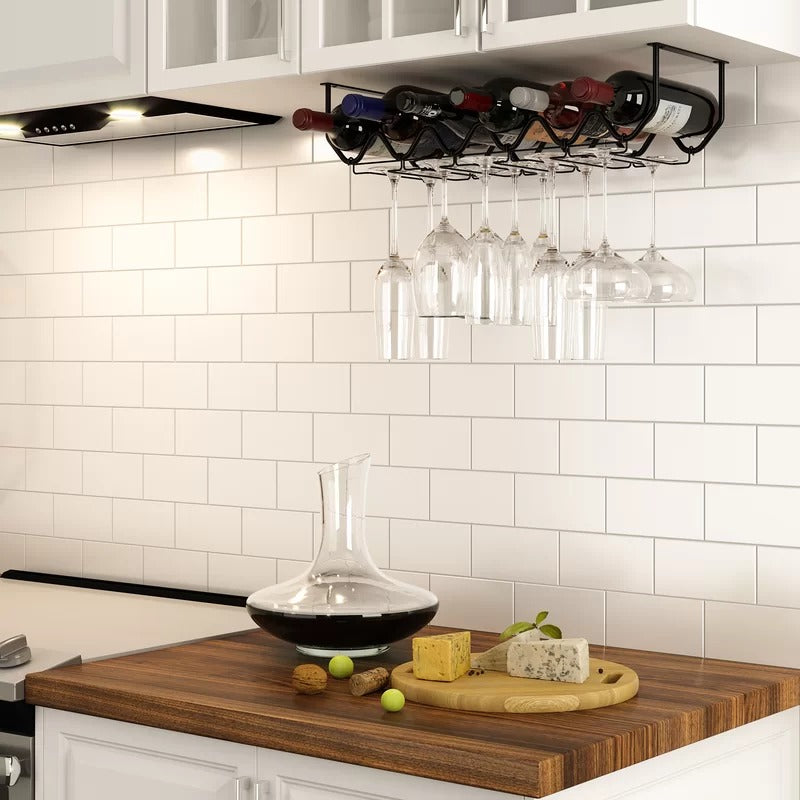 Wine Racks : Sk 6 Bottle Hanging Wine Bottle & Glass Rack