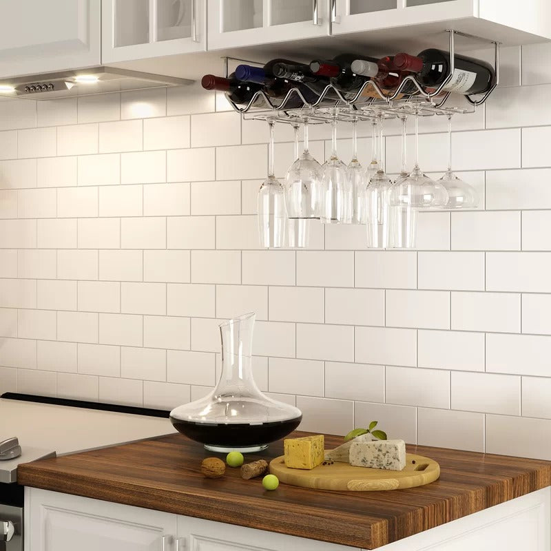 Wine Racks : Sk 6 Bottle Hanging Wine Bottle & Glass Rack
