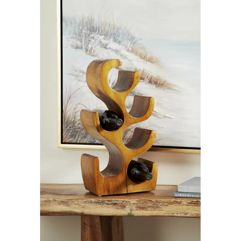 Wine Racks : Solid Wood Tabletop Wine Bottle Rack in Brown
