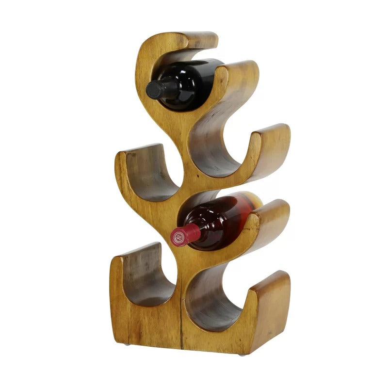 Wine Racks : Solid Wood Tabletop Wine Bottle Rack in Brown