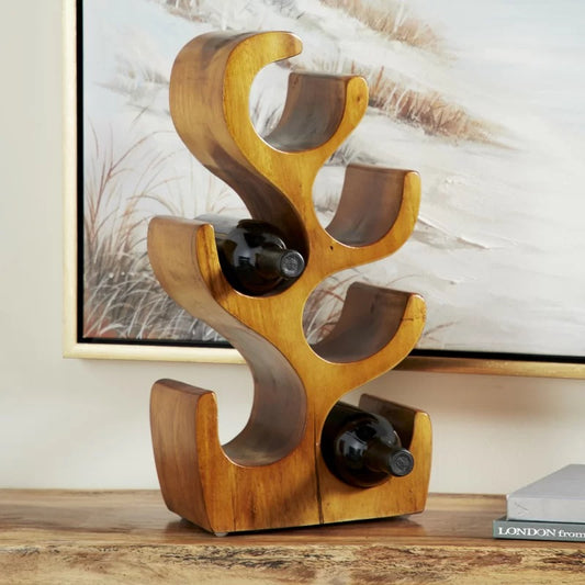 Wine Racks : Solid Wood Tabletop Wine Bottle Rack in Brown