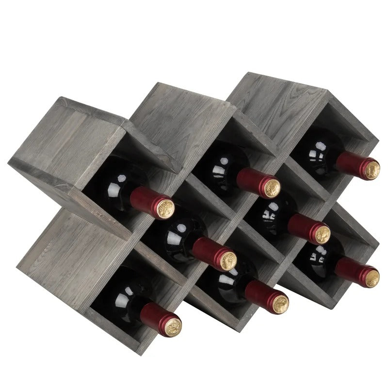 Wine Racks : Solid Wood Tabletop Wine Bottle Rack in Gray