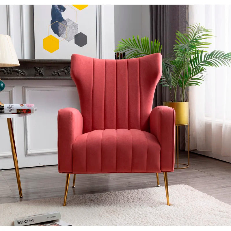Wing Chair: 27'' Wide Velvet Wingback Chair