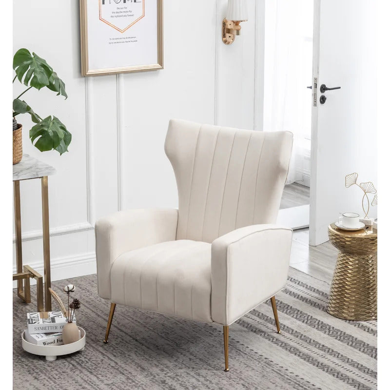 Wing Chair: 27'' Wide Velvet Wingback Chair