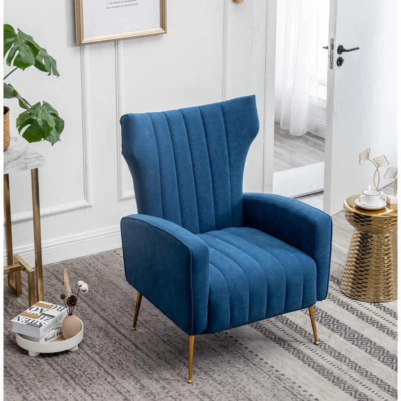 Wing Chair: 27'' Wide Velvet Wingback Chair