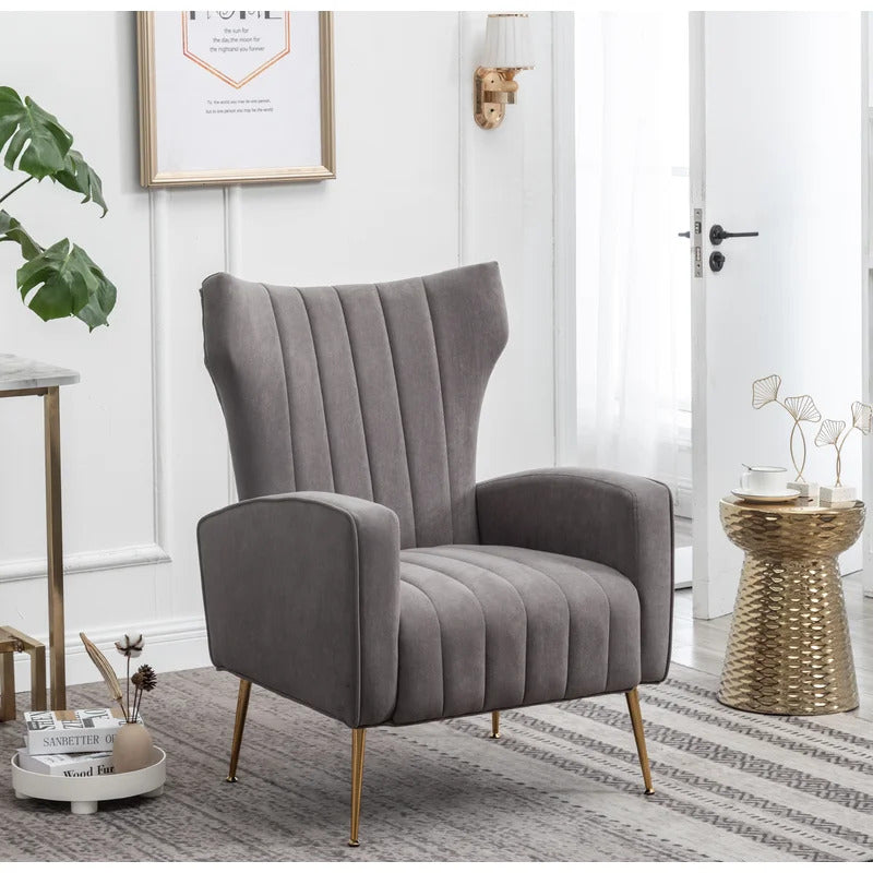 Wing Chair: 27'' Wide Velvet Wingback Chair