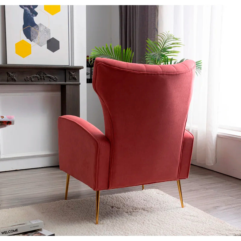 Wing Chair: 27'' Wide Velvet Wingback Chair