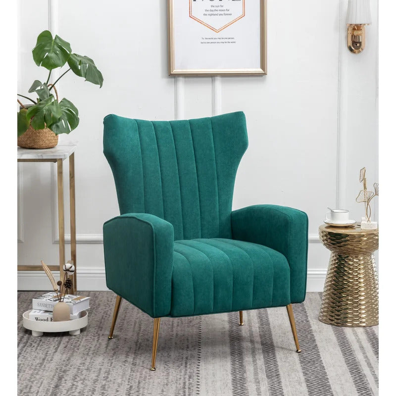 Wing Chair: 27'' Wide Velvet Wingback Chair