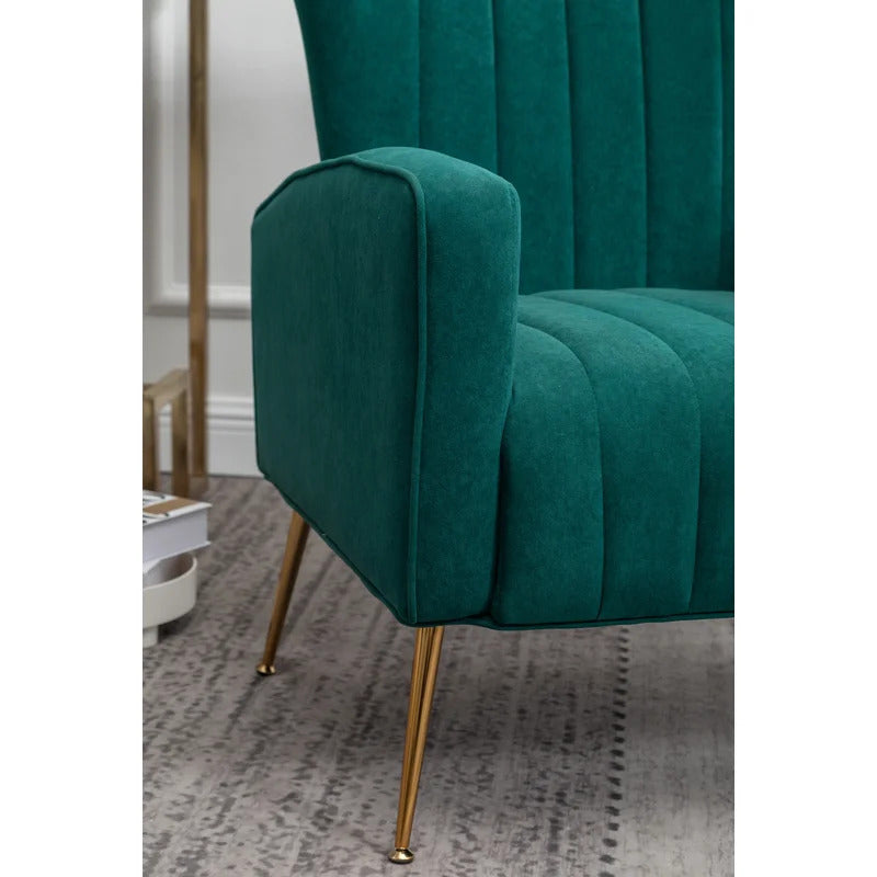 Wing Chair: 27'' Wide Velvet Wingback Chair
