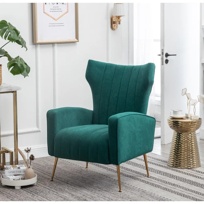 Wing Chair: 27'' Wide Velvet Wingback Chair
