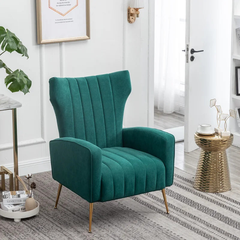 Wing Chair: 27'' Wide Velvet Wingback Chair