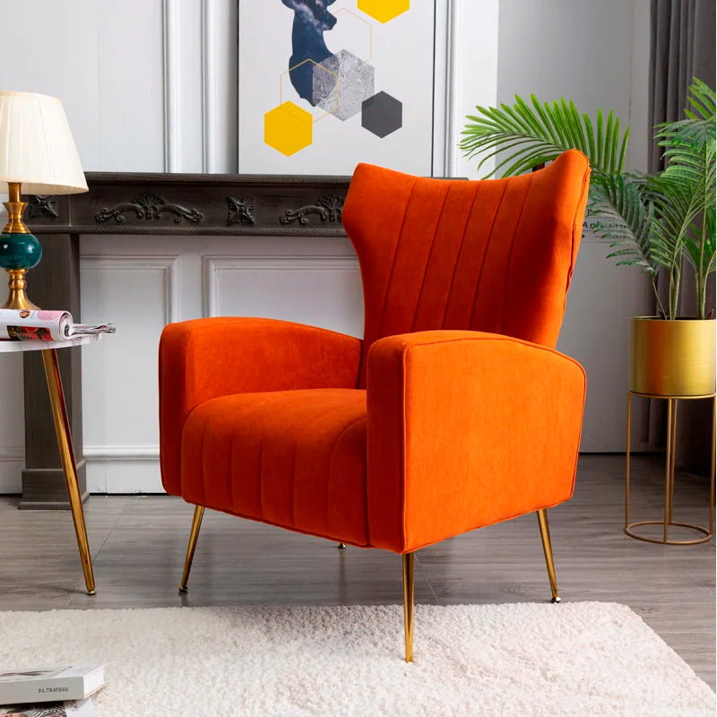 Wing Chair: 27'' Wide Velvet Wingback Chair