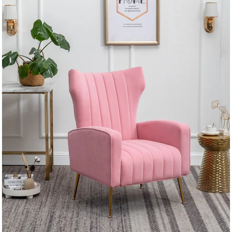 Wing Chair: 27'' Wide Velvet Wingback Chair